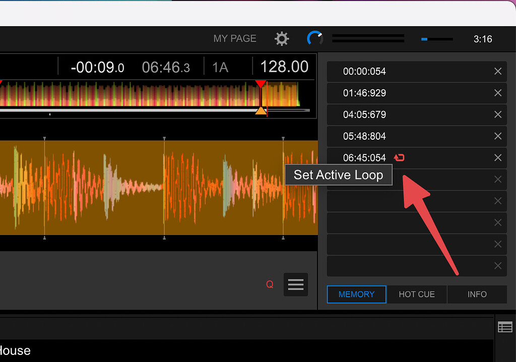 How to manage "Set Active Loop" for Rekordbox memory loops? Questions