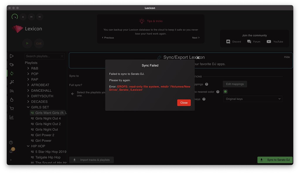 Sync to Serato not working Play list want sync back Bug Reports Lexicon
